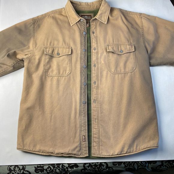 LEVI'S Flannel Fleece Lined WORK WEAR SHIRT! FADED BROWN Long Sleeve Sz XL - Picture 4 of 16